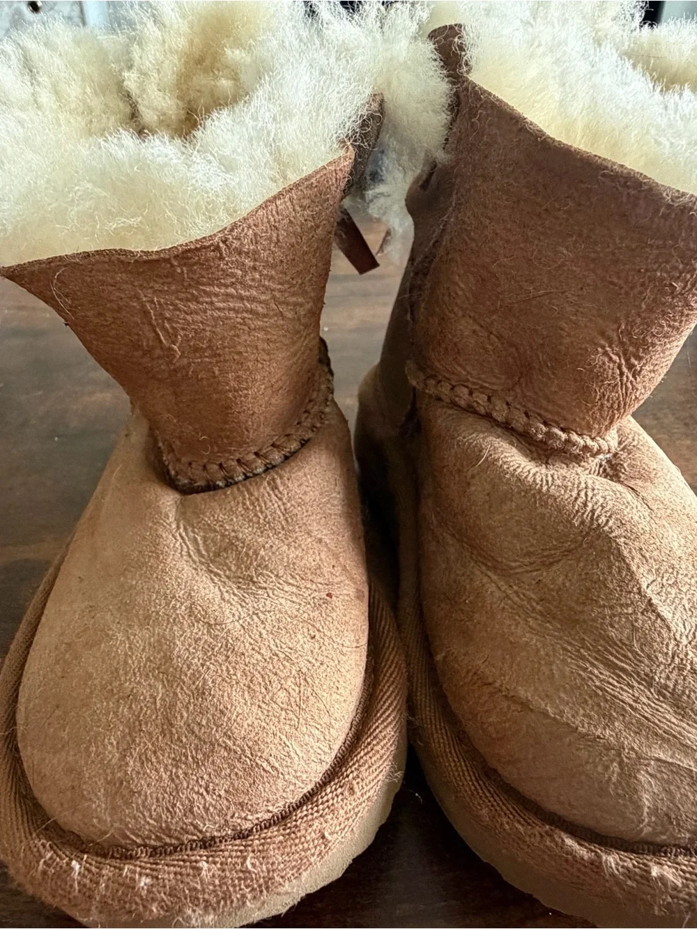 UGG Kids Bailey Bow Chestnut Shearling Boots Toddler Size 7